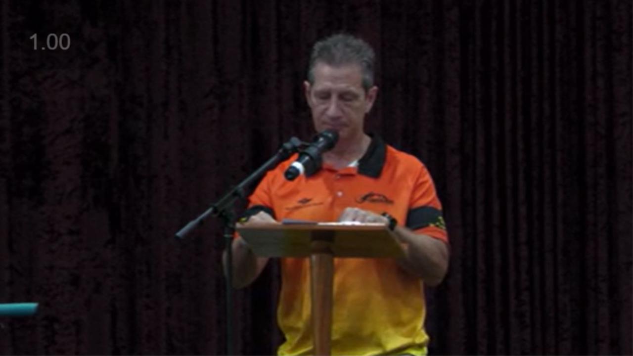 Frank Falappi's friend and fellow committee member at The Cairns Mountain Biking Club Adam Gowlett. Picture: Screenshot of livestream by Atherton Community Funerals