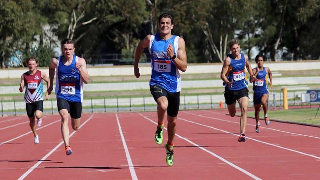 Aidan Murphy, the 17-year-old son of Van Heer, is one of Australia's most promising sprinters. Picture: Matt Axford, AthleticsSA