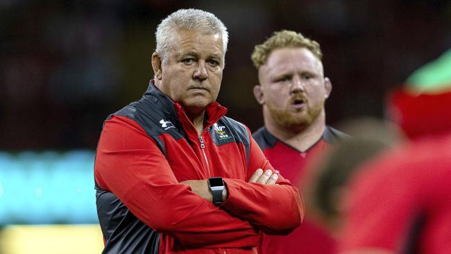 Wales Head Coach Warren Gatland during the international match against Ireland at The Principality Stadium, Cardiff, Wales, Saturday Aug. 31, 2019. (Adam Davy/PA via AP)