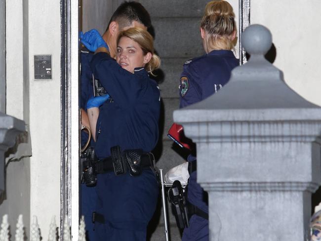 Police at the Cleveland Street share house. Picture: Bill Hearne