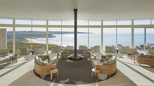 The fully restored Great Room of Southern Ocean Lodge, Kangaroo Island. Picture: George Apostolidis