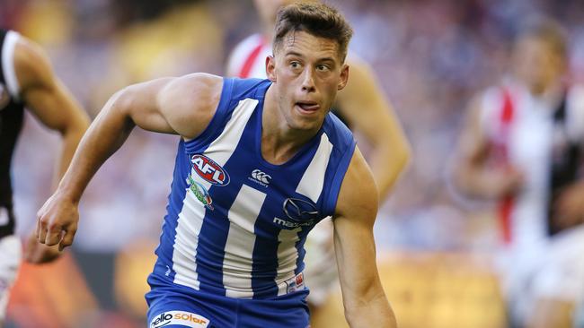 Nathan Hrovat in action for North Melbourne. Picture: Michael Klein