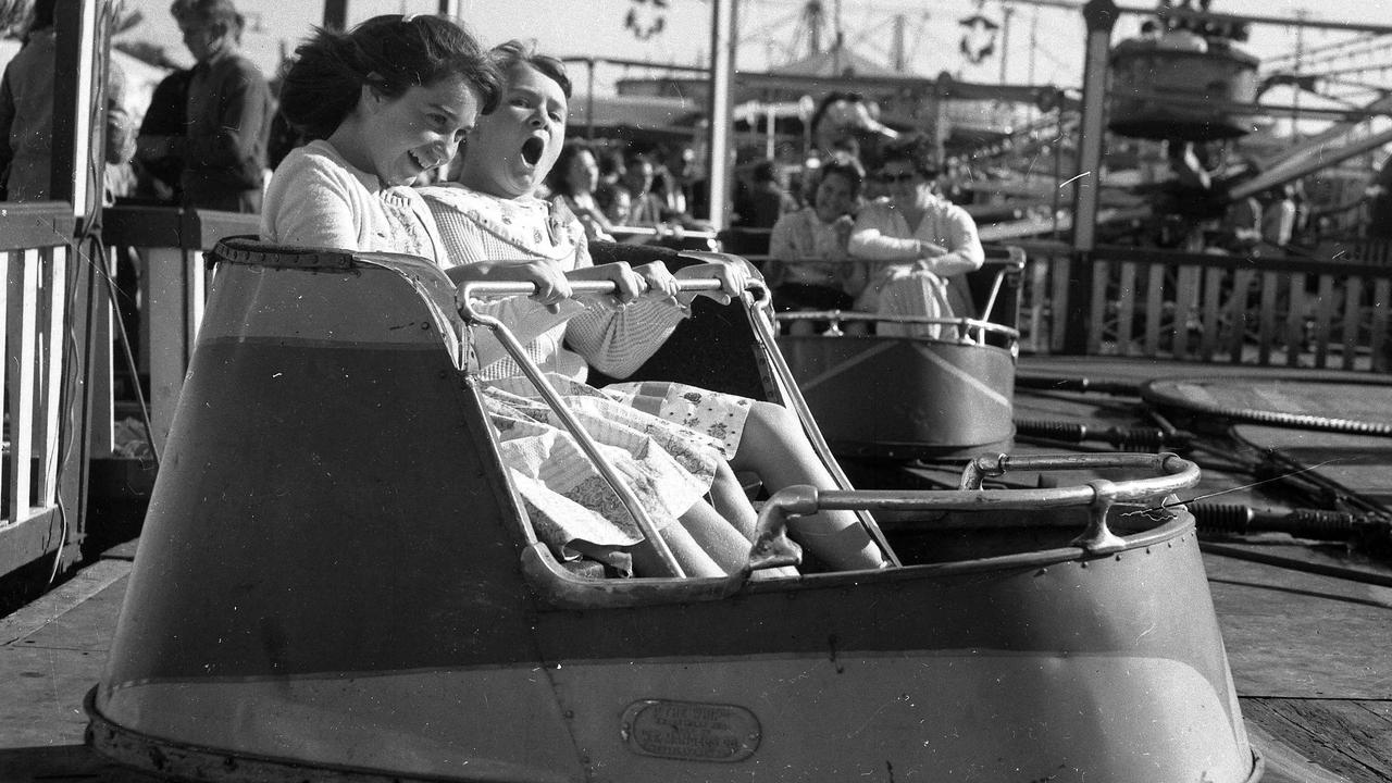 Woo hoo!! Mary Ryan of Redcliffe, and Judy Brannellyn, of Clontarf, in 1952. Picture: Dave Schmidt