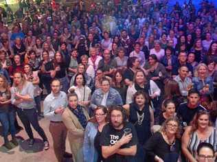 Helen Roth from Proston , and Michelle and Jim Croner from Eidsvold at Pub Rock Choir in Rockhampton. Picture: Jann Houley