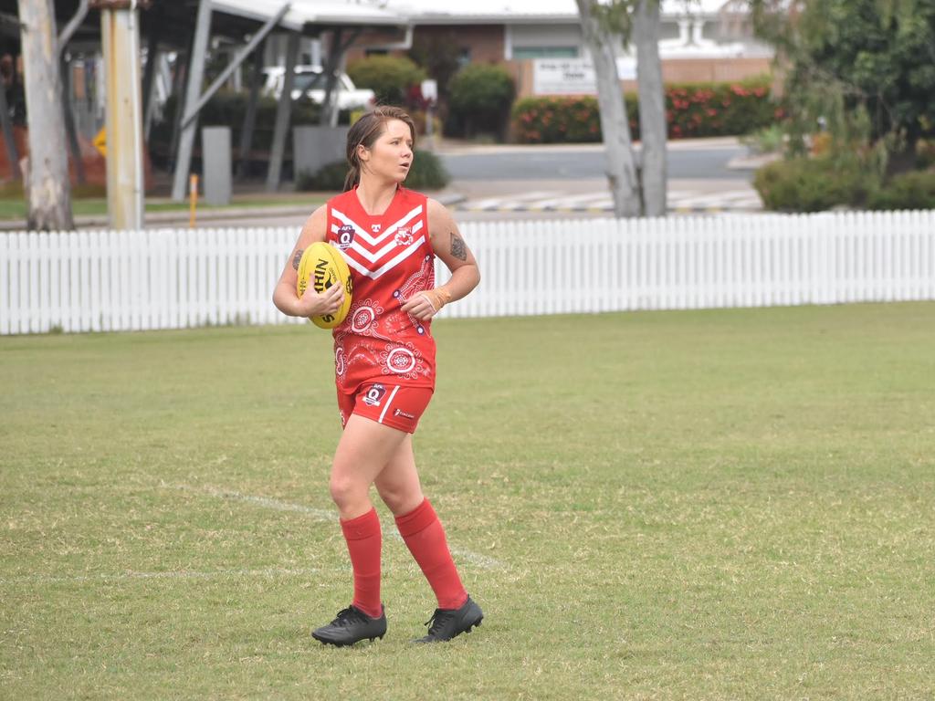 Brigette Fitzsimon in the North Mackay Saints and Eastern Swans clash in the senior women's McDonald's Mackay Cup, August 21, 2021. Picture: Matthew Forrest