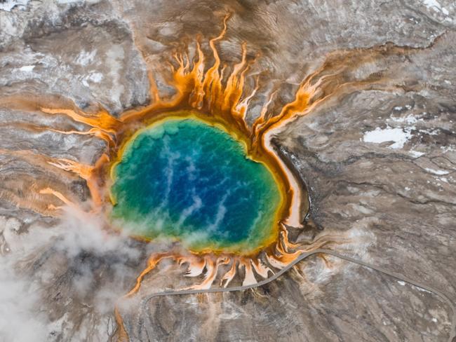 A grand prismatic hot spring in Yellowstone.