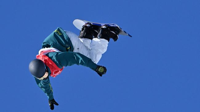 Coady getting aerial. Picture: AFP