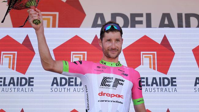 William Clarke on the podium after Stage One. Picture: Daniel Kalisz/Getty Images