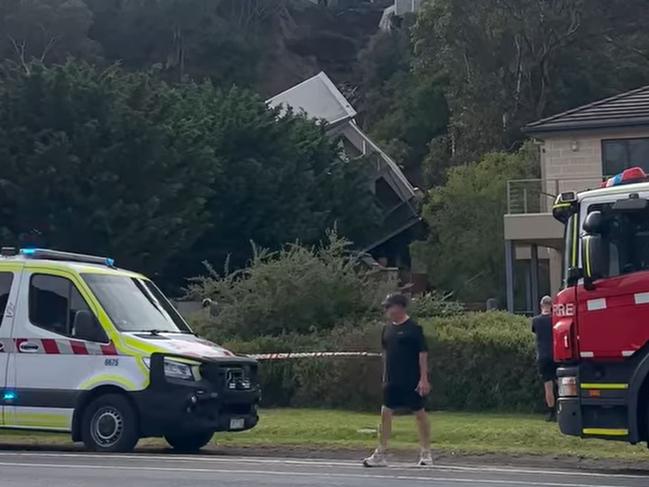 The collapsed house rests at the bottom of the hill in McCrae. Picture: Supplied