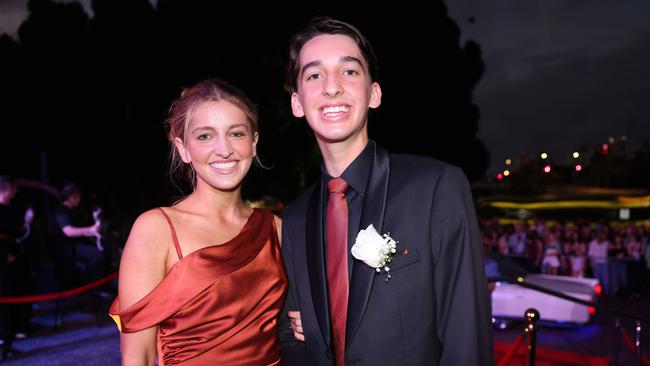 Jaimie Cates and Nathan Brown at the Emmanuel College class of 2025 formal at HOTA for Gold Coast at Large. Picture, Portia Large.