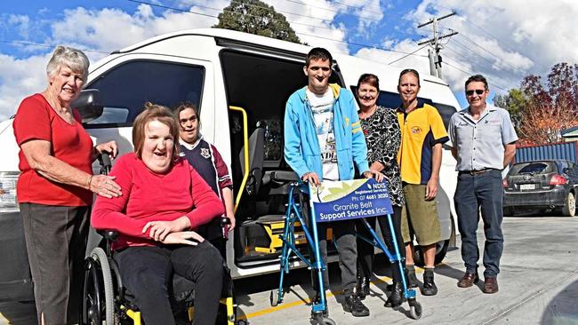 GETTING OUT: Pat Bruce, Hannah Watt, Sarah Patane, Jacob Coffey, Therese Crisp, David Hume and Mark McCosker inspect the new GBSS van. Picture: Matthew Purcell