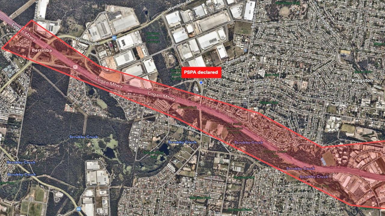 An exclusion zone was set up with residents urged to stay inside. Picture: Queensland Police.