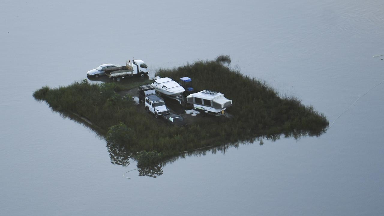 Flood affected areas are seen from a helicopter in the Windsor and Pitt Town areas along the Hawkesbury River near Sydney. Picture: AAP