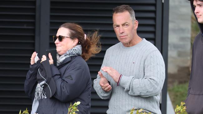 Alastair Clarkson and wife Caryn watch their son, Matthew play for Caulfield Grammar. Picture: Brendan Beckett.