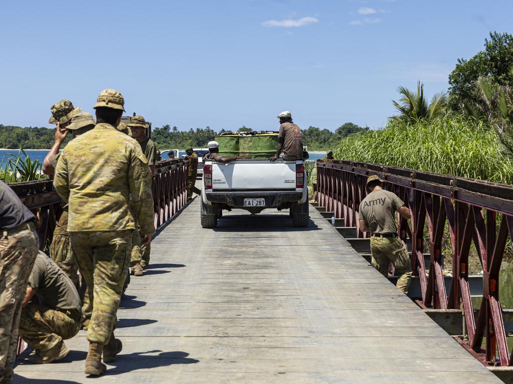 Australian Army soldiers from 3rd Combat Engineer Regiment refurbish facilities as part of Exercise Puk Puk at Moem Barracks, Papua New Guinea. PHOTO: LCPL Riley Blennerhassett