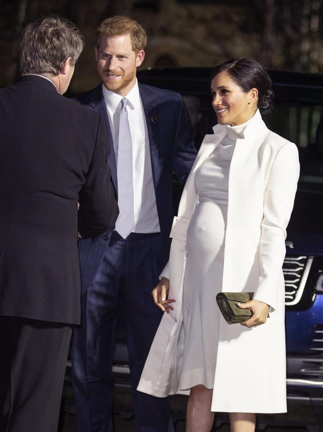 A pregnant Meghan, accompanied by husband Harry, arriving at the Natural History Museum in 2019. Picture: Heathcliff O'Malley – WPA Pool/Getty Images