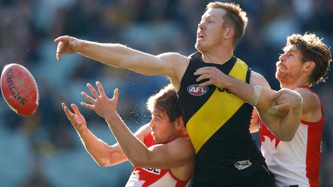 Jack Riewoldt needs another Tiger tall. Photo: Michael Willson/AFL Media/Getty Images