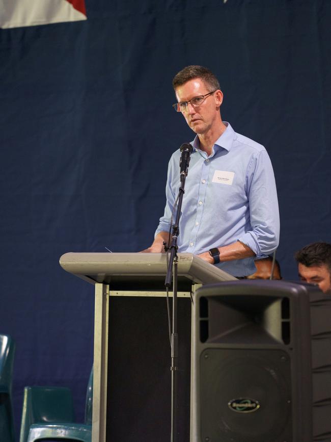 Transport and Main Roads Minister Mark Bailey talking at the cost of living summit on Thursday Island. Picture: supplied