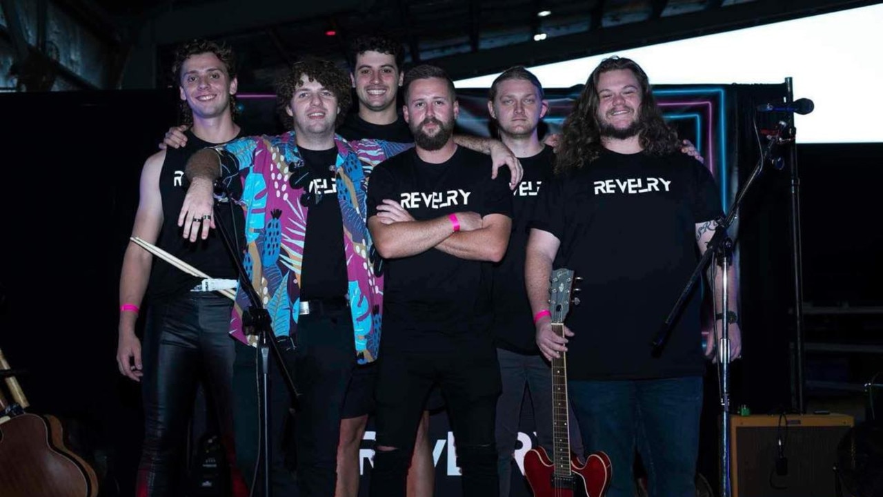 REVELRY has played at various venues across Rockhampton, such as the Goat corner bar, The Great Western and the Cap Coast Rugby Union event, Smoke Wars.Pictured (L to R): Rhett Hack, Josh Fleming, Liam White, Chris Hoskins (management), Will Smyth and Christian McIntosh. (Other bandmate, Adam Hooper was unable to make the event.)