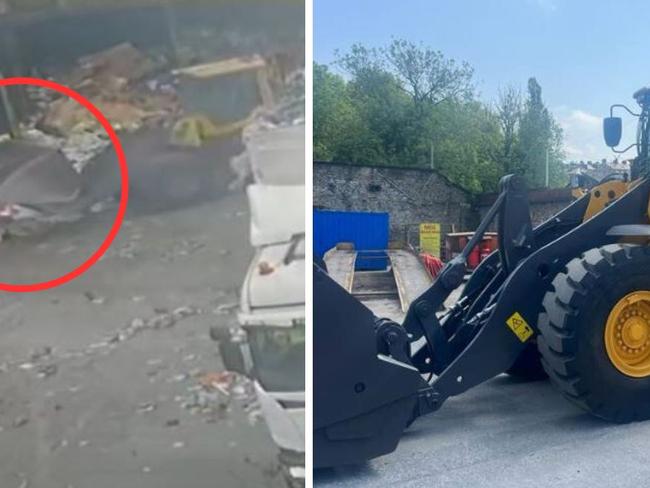 Horrifying footage has emerged of the moment a man was run over by an industrial shovel loader on his first day at a new job.