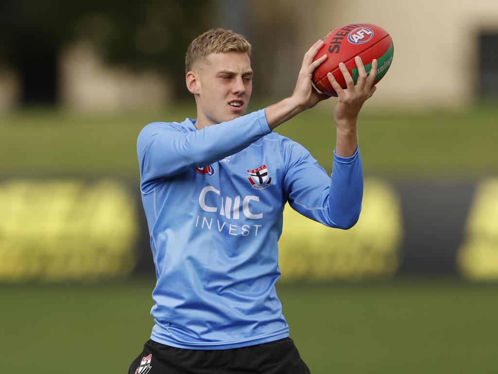 Arie Schoenmaker at St Kilda training. Picture: Darrian Traynor/Getty Images