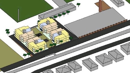 Concept design of proposed medium-density housing development at site of Tasmanian Hockey Centre, New Town. The land is owned by the Hobart City Council. Picture: Core Collective Architects