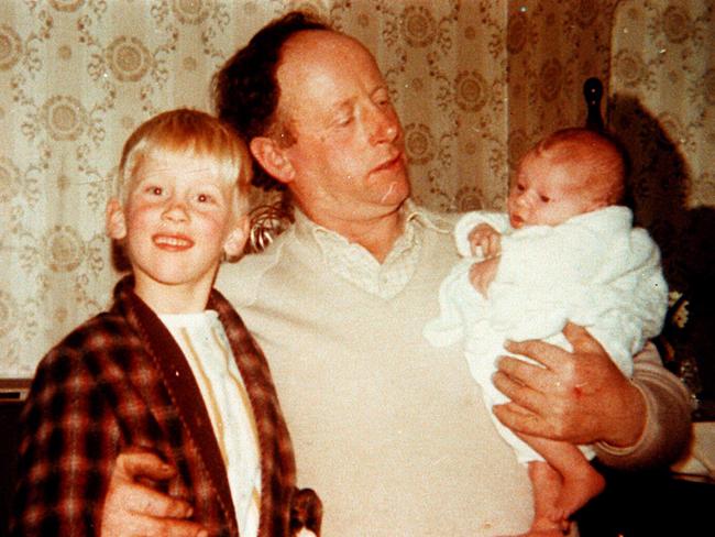 Martin Bryant as a child with father Maurice and sister Lindsay. Picture: Supplied