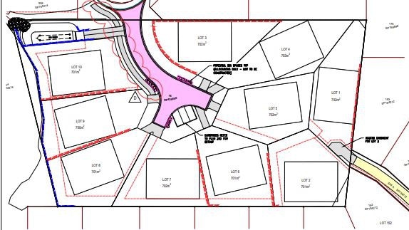 The approved plans for a subdivision in Palmwoods featuring 10 residential blocks.