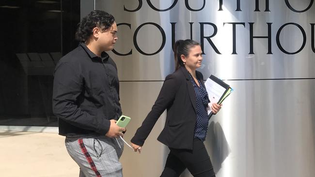 Eriik Te Aroha Pihere, 19, leaving the Southport Courthouse after pleading guilty to assaulting a man in Surfers Paradise alongside five co-accused. Picture: Jodie Callcott.