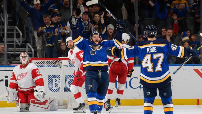 Walker after scoring his third goal. Photo by Scott Rovak/NHLI via Getty Images