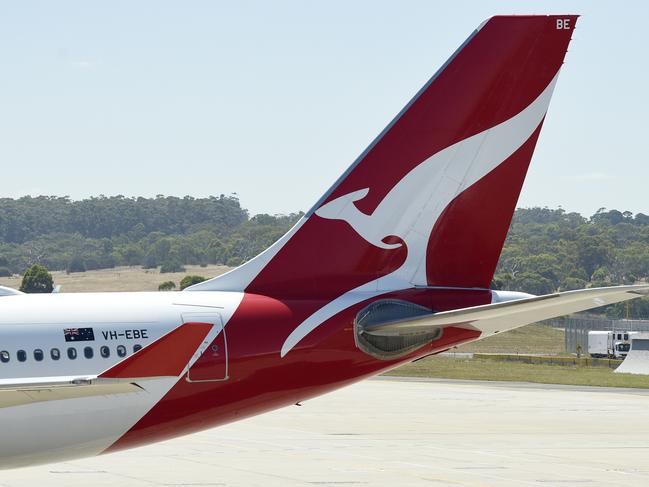 MELBOURNE, AUSTRALIA - NewsWire Photos MARCH 03, 2022: QANTAS plane tail fins at Tullamarine Melbourne Airport. Picture: NCA NewsWire / Andrew Henshaw