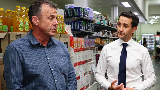 Queensland opposition leader David Crisafulli and local candidate Marty Hunt in Nambour this week. Picture: Tertius Pickard