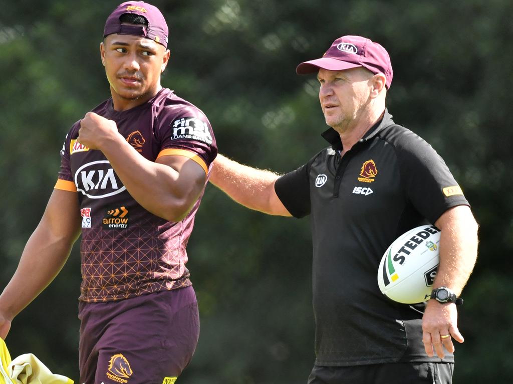 Tesi Niu and Allan Langer at training.