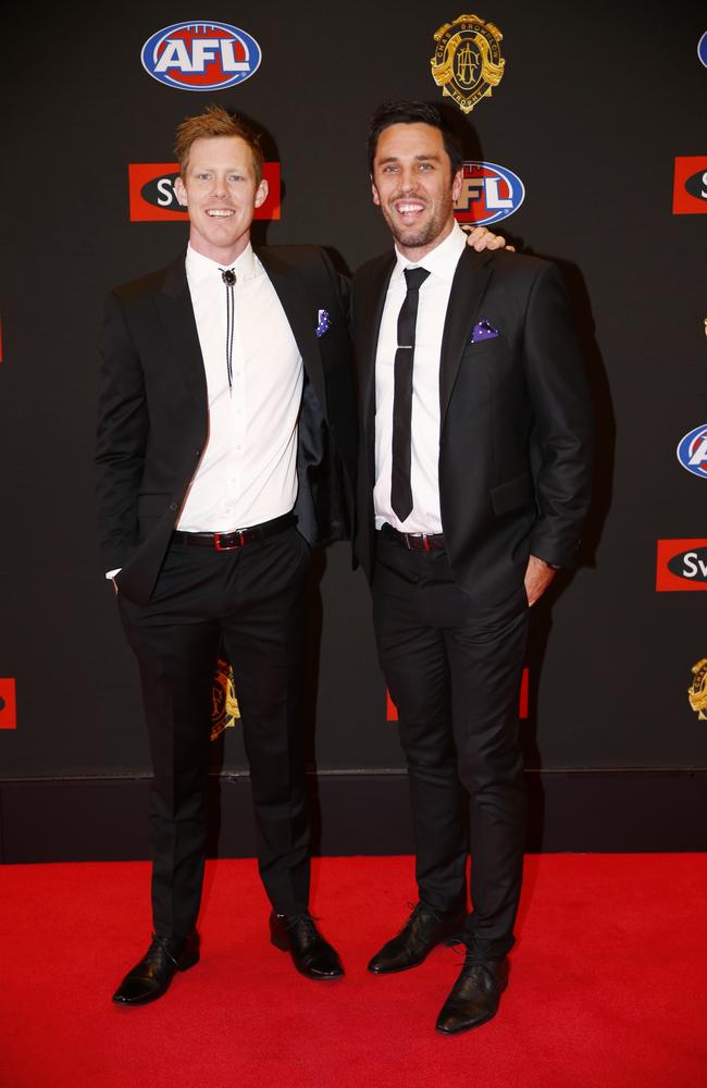 Jack Riewoldt and Troy Chaplin attend the 2015 Brownlow medal. Pic: Michael Klein.