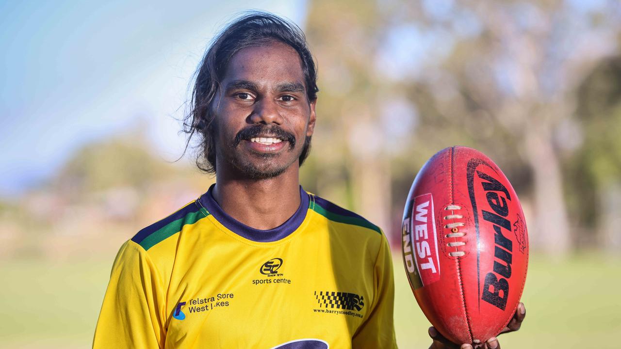 ADV SPORT, Footballer Mishai Wollogorang .Woodville-West Torrens has signed Mishai from Robinson River - a remote indigenous community of just 285 people. , Image/Russell Millard