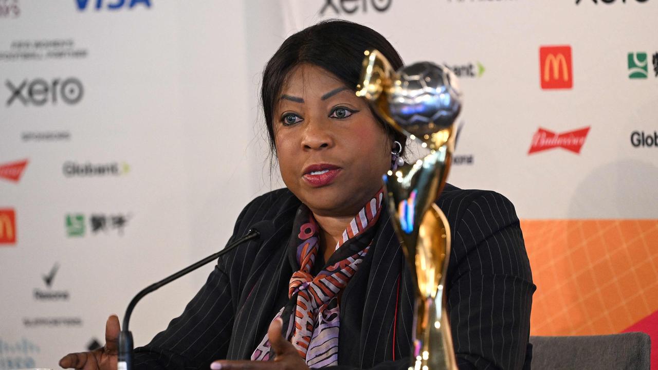 FIFA Secretary-general Fatma Samoura attends a press conference in Auckland on July 19, 2023, ahead of the Womenâ&#128;&#153;s World Cup football tournament. (Photo by Saeed KHAN / AFP)