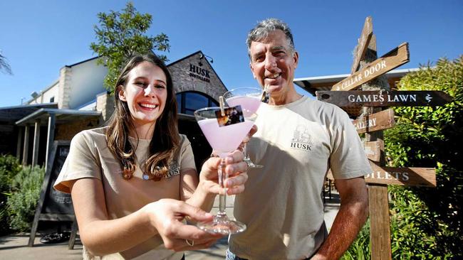 Husk Distillery's Harriet Messenger and her father Paul Messenger get ready to celebrate Husk's fourth birthday. Picture: Scott Powick