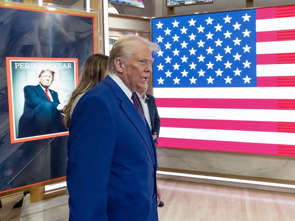 President-elect Donald Trump arrives on the floor of the New York Stock Exchange after ringing the opening bell, Thursday, Dec. 12, 2024, in New York. Picture: AP Photo/Alex Brandon