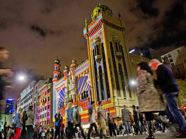 The Forum Theatre lit up as part of White Night celebrations. Picture: Nathan Dyer.