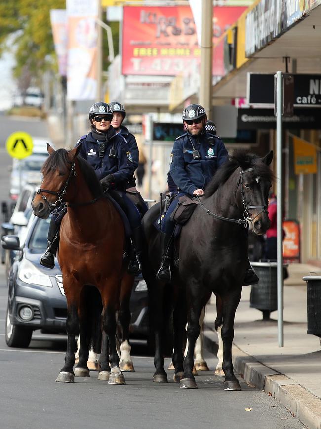 Police in Penrith outnumbered demonstrators. Picture: Sam Ruttyn