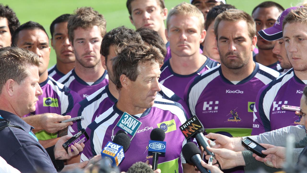 Melbourne Storm coach Craig Bellamy and his Storm players in 2010.
