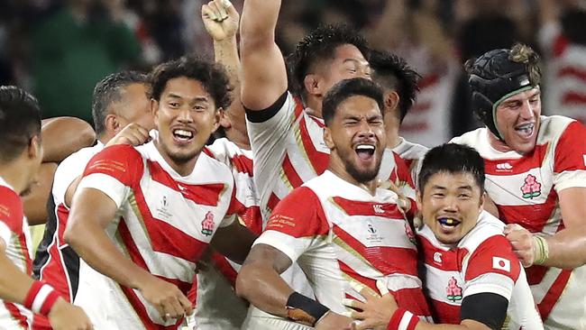 Japan has produced the biggest upset of the tournament with victory over world No.2 Ireland. Picture: AP