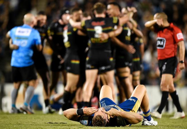 Bryce Cartwright of the Eels dejected after the finals defeat against the Panthers (Photo by Matt Roberts/Getty Images)