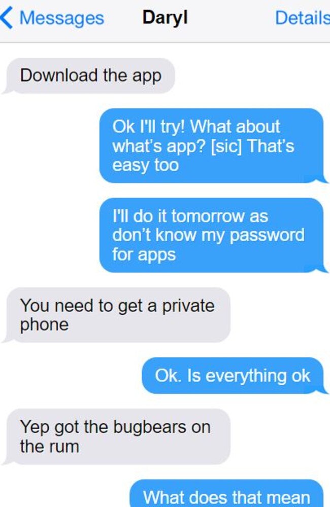 In one text message, Mr Maguire encouraged Ms Berejiklian to download WhatsApp. Picture: Supplied