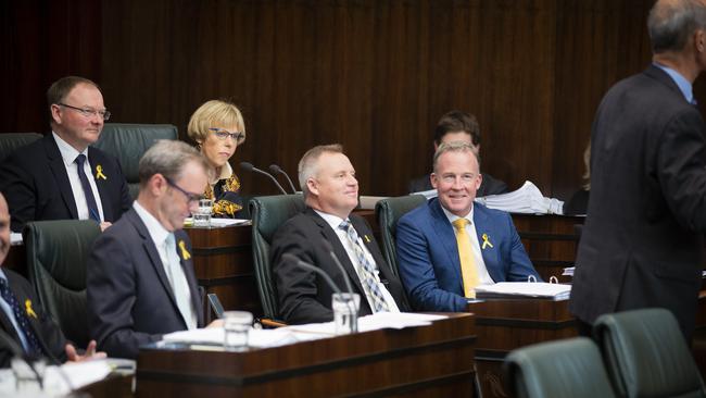 Jeremy Rockliff was the only one of Mr Hodgman’s ministers to attend the announcement. Picture: RICHARD JUPE.