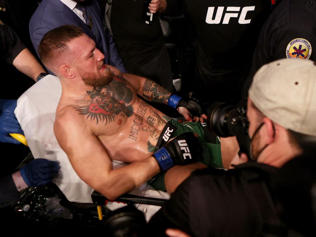 McGregor will be out of action for at least a year after he suffered a nasty ankle injury in his fight with Dustin Poirier (Photo by Stacy Revere / GETTY IMAGES NORTH AMERICA / AFP)