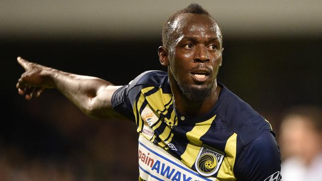 Usain Bolt still has a long way to go in his quest to be a professional footballer. Picture: AFP