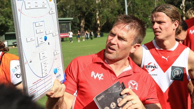 EFNL 2025: Warrandyte coach Paul Donahoo says the wheel can turn for his side. Picture: Davis Harrigan