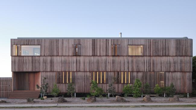 'Blok Belongil' by architects Blok Modular with Vokes and Peters is a winner of the 2024 NSW architecture Awards. The house is in Belongil Beach and was built by Todd Knaus Construction and Connolly Land Holdings. Picture: Christopher Frederick Jones. NSW real estate