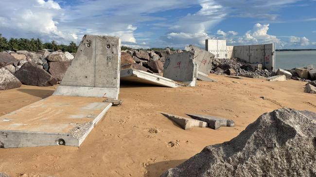 Wild weather has caused havoc at the new Dundee Beach boat ramp upgrades. Picture: Supplied.